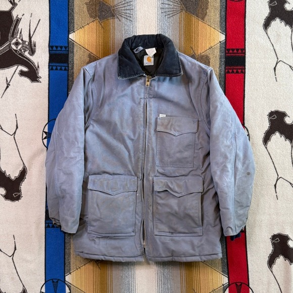 Carhartt Other - Carhartt Arctic Quilt Lined Duck Traditional Coat Blue Gray Vintage Made in USA